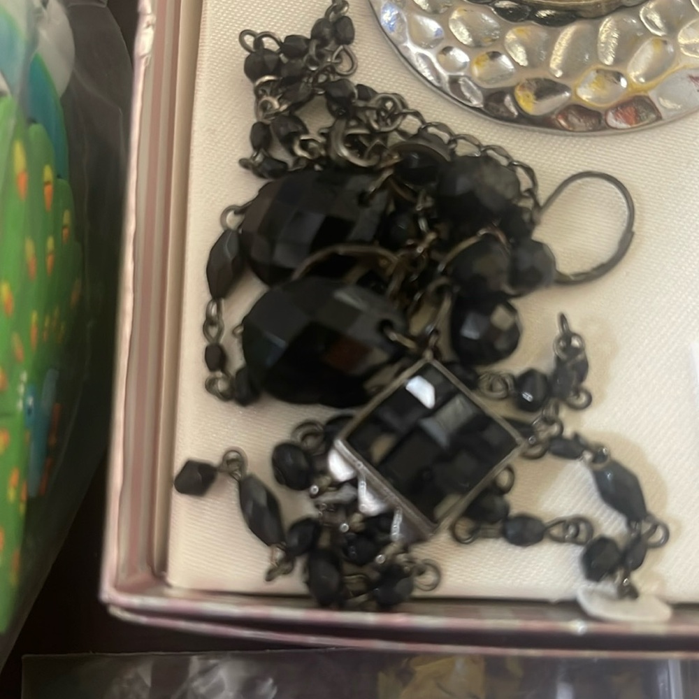 Black necklace and earring set